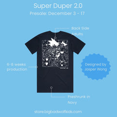 Super Duper 2.0 by Jasper Wong Navy Adult Tee